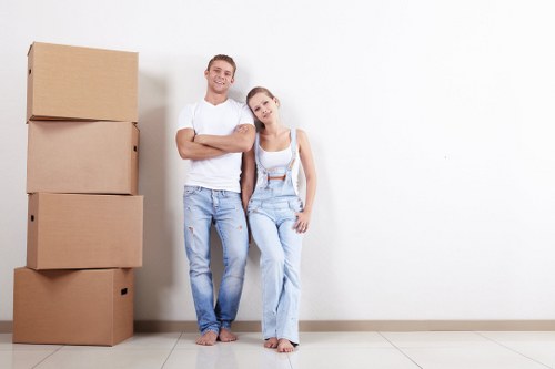 Removal van and moving boxes for a home move in Goddington