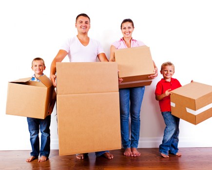 Business furniture and equipment prepared for a local move