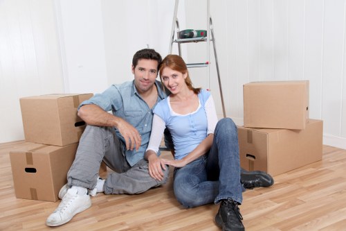 Packed household items ready for removals in Goddington