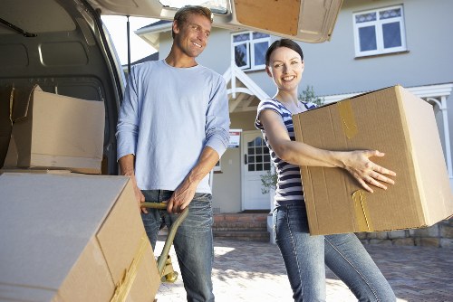 Furniture and boxes loaded into a removals van for transport